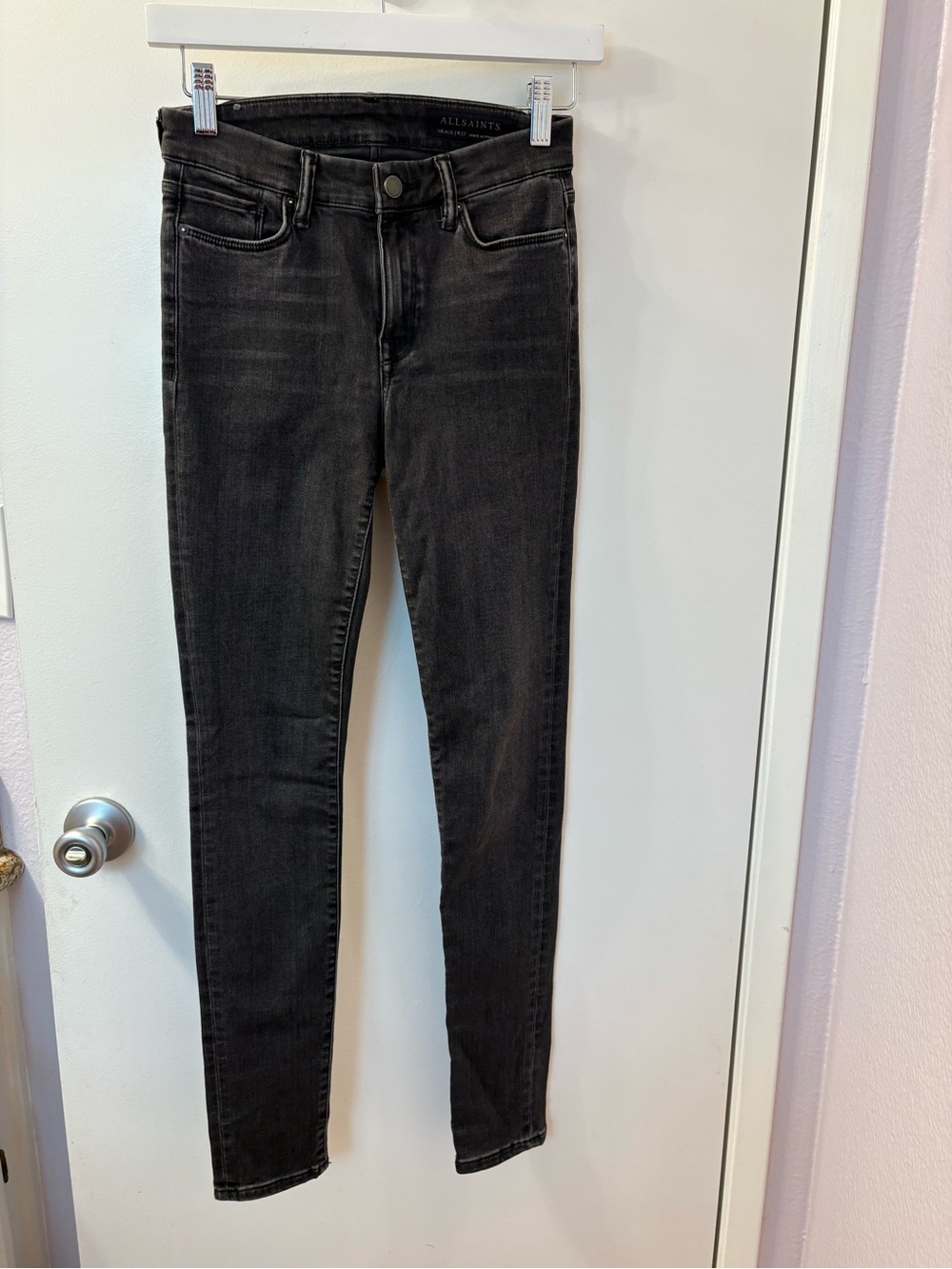 All Saints Grace Black High-Rise Skinny Jeans